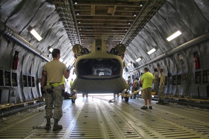 CH-47F loading into a C-5 Galaxy