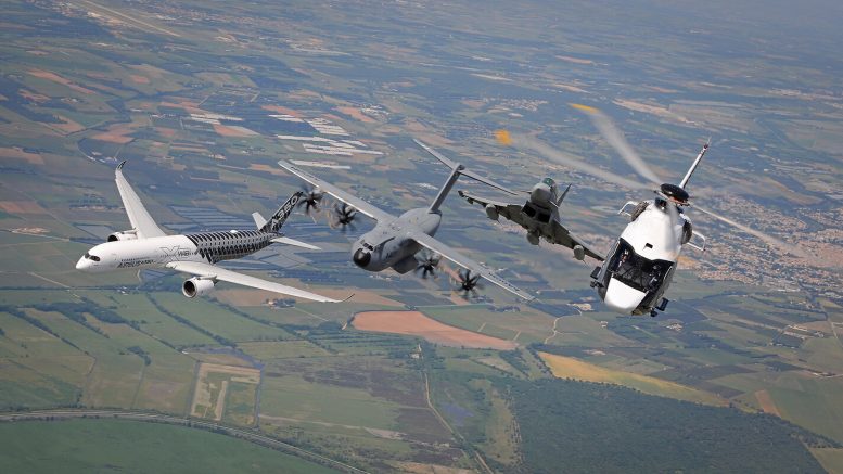Airbus A350, A400M, Eurofighter and helicopter