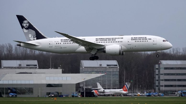 Boeing 787-8 Dreamliner P4-787 Comlux Aruba Amir Nasr-Azadani,Mahsa Amini, Iran Human Rights