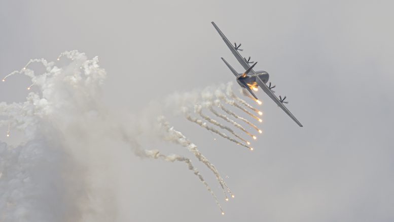 Danish C-130J shooting flares