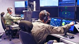 In preparation for a test event, MQ-25 Air Vehicle Pilots monitor the Unmanned Carrier Aviation Mission Control System, including Lockheed Martin’s MDCX™ autonomy platform, located at Naval Air Station Patuxent River, Md., as the system commands General Atomics Aeronautical Systems, Inc.’s technology demonstration surrogate, the MQ-20 Avenger, based at the company’s facility in California. (Photo courtesy of U.S. Navy)