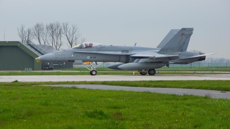 The crashed McDonnell Douglas F/A-18C Hornet HN-409 Finnish Air Force here seen at Leeuwarden Air Base in 2016.