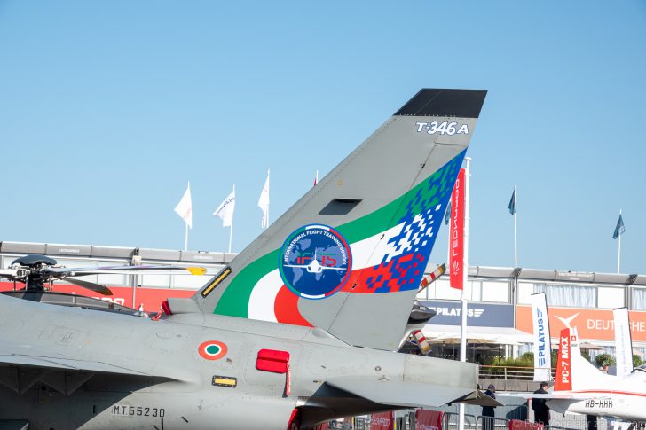 The T-346A advanced jet trainer, centerpiece of the new training program for U.S. Air Force student pilots at the International Flight Training School in Decimomannu, Sardinia.
