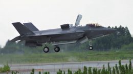 Lockheed Martin F-35B Lightning II of the Japan Air Self Defense Force demonstrates Short Take Off Vertical Landing capacities at Nyutabaru Air Base