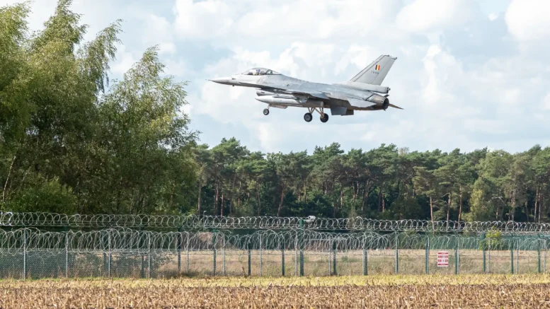 Belgium F-16A Fighting Falcon FA-69 of 2w landing on her home base Kleine Brogel