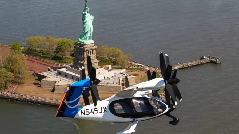 Joby’s aircraft flying past the Statue of Liberty - New York, NY (Photo: Joby Aviation)