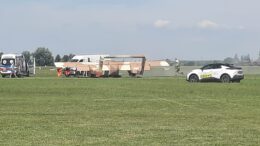 The OV-10 Bronco aircraft landed without landing gear and sustained serious damage