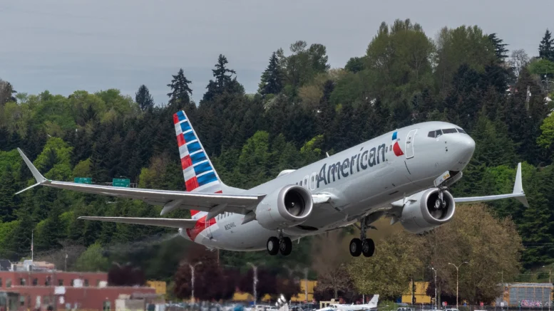 American Airlines 737 MAX on takeoff.