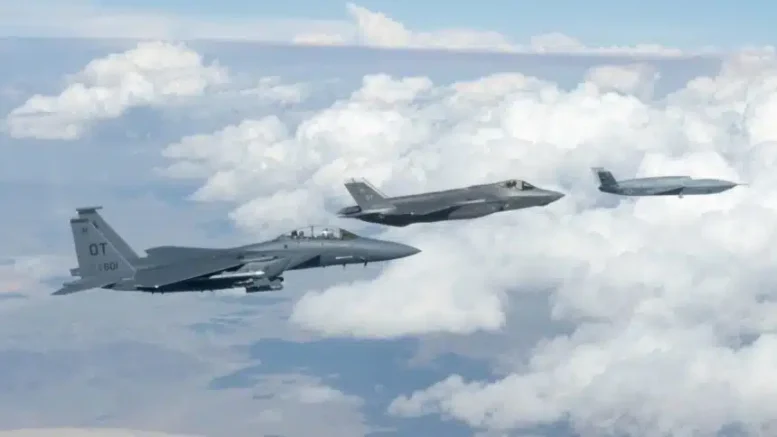 FQ-42 Vengeance CCA Flies Alongside F-35 Lightning II and F-15E Strike Eagle