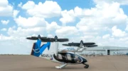 Joby's electric air taxi prepares for vertical takeoff at Perot Field Fort Worth Alliance Airport on September 9. (Photo Joby Aviation)